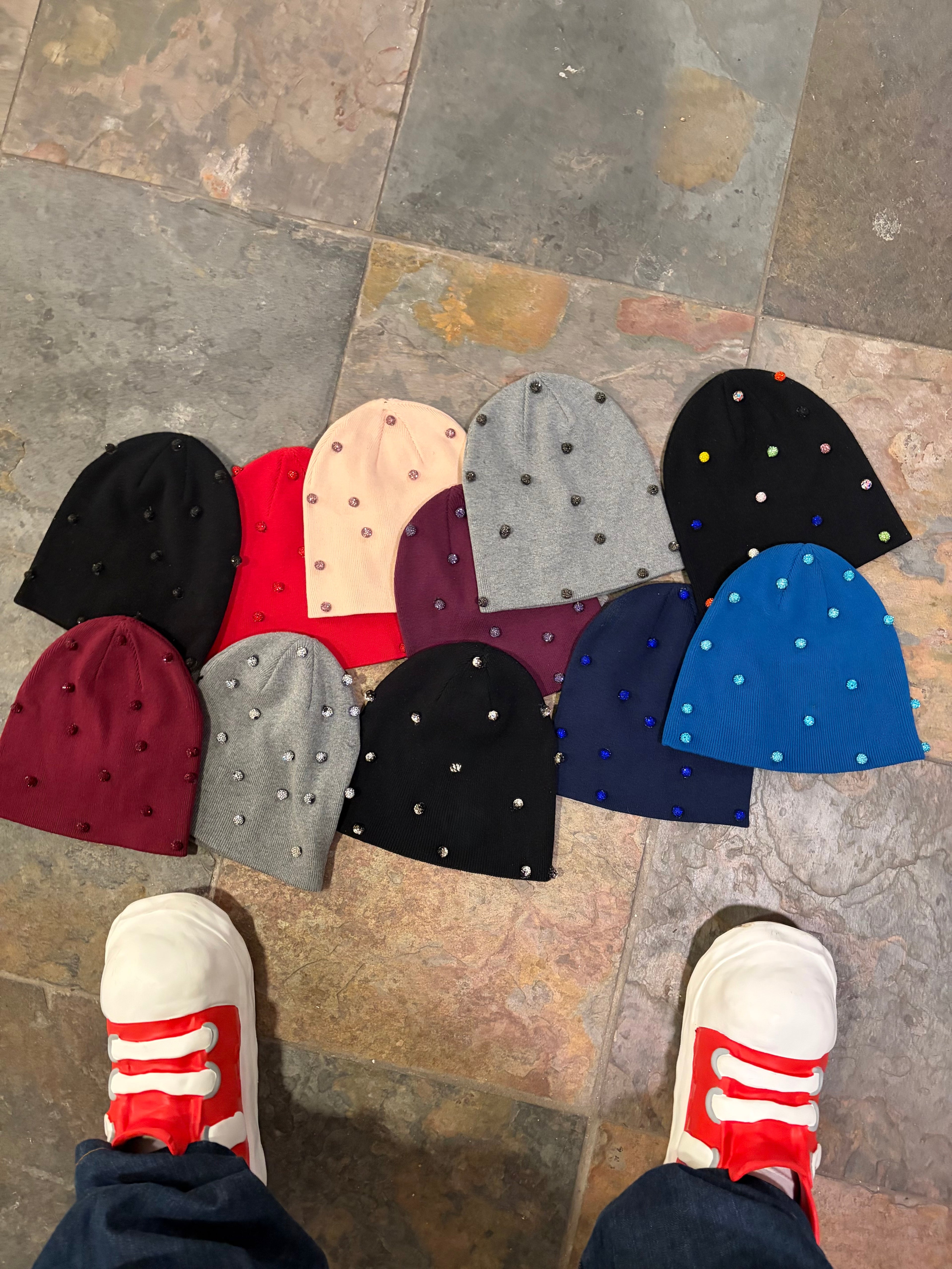 Rhinestone Pearl Beanies